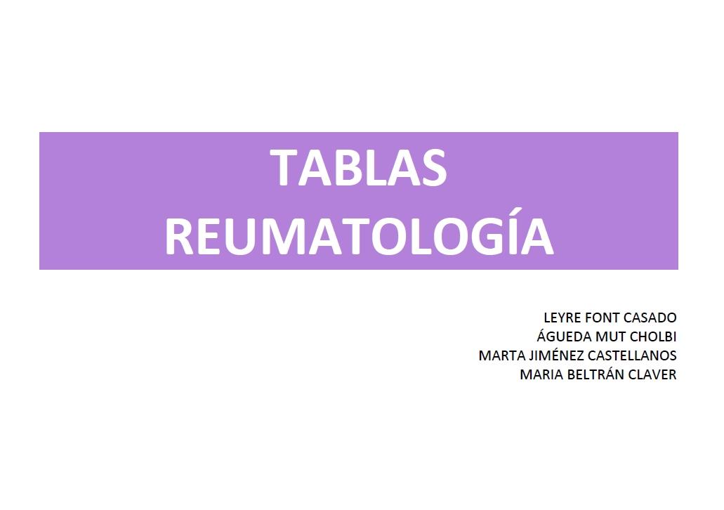 Tablas repaso Reumatología