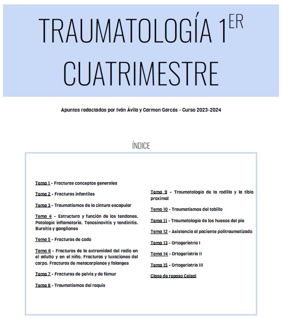 Traumatología 1er Cuatrimestre